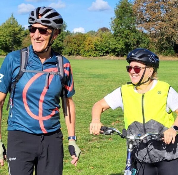Photo of two members of the Dulwich & District u3a cycling interest group. Credit: Juliet Barclay.